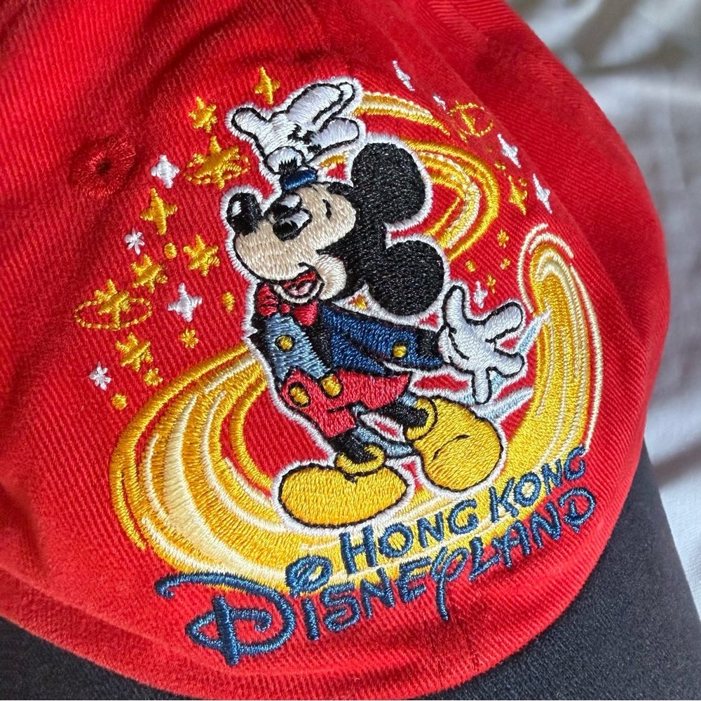 Disneyland Hong Kong Red & Black Embroidered Mickey Toddler Cap - Picture 4 of 11